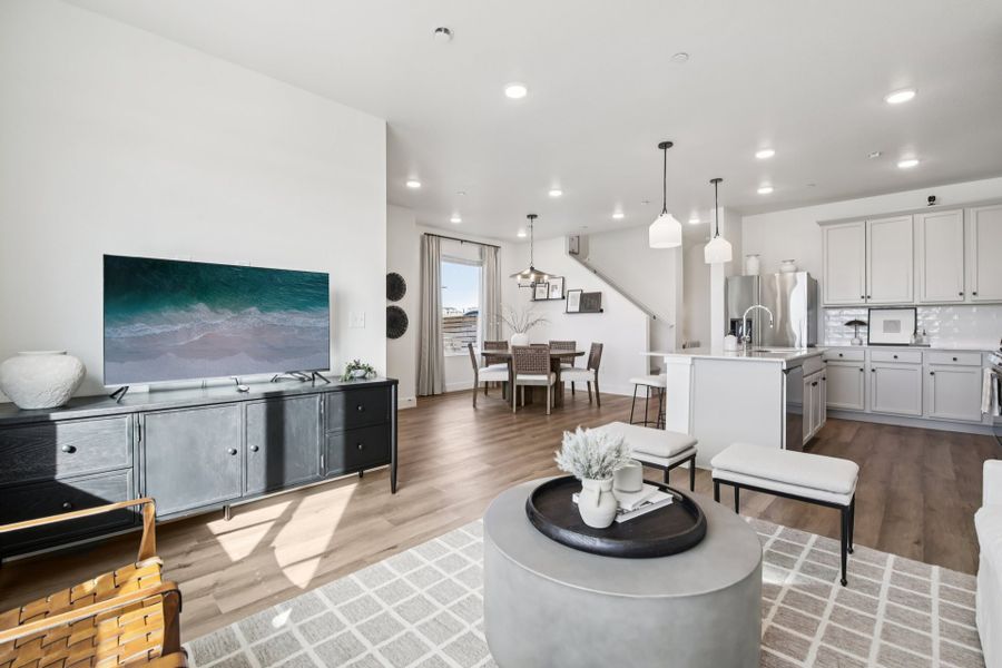 Furnished interior in a model home at Timnath Ranch Townhomes in Timnath (Image 20).