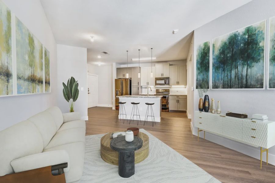 Furnished interior in a model home at Heritage Towers in Lewisville (Image 13).