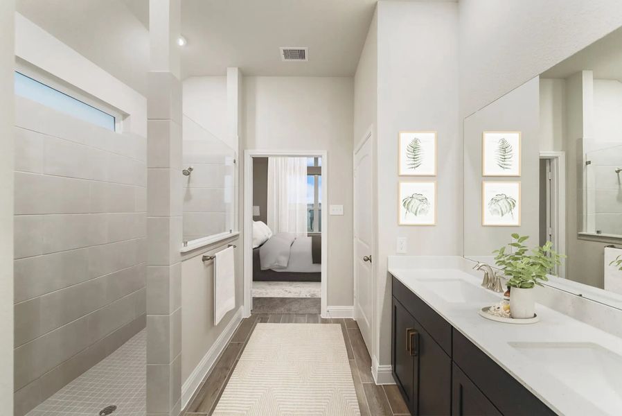 Furnished interior in a model home at Gatherings® at Chambers Creek: Duets in Willis (Image 15).