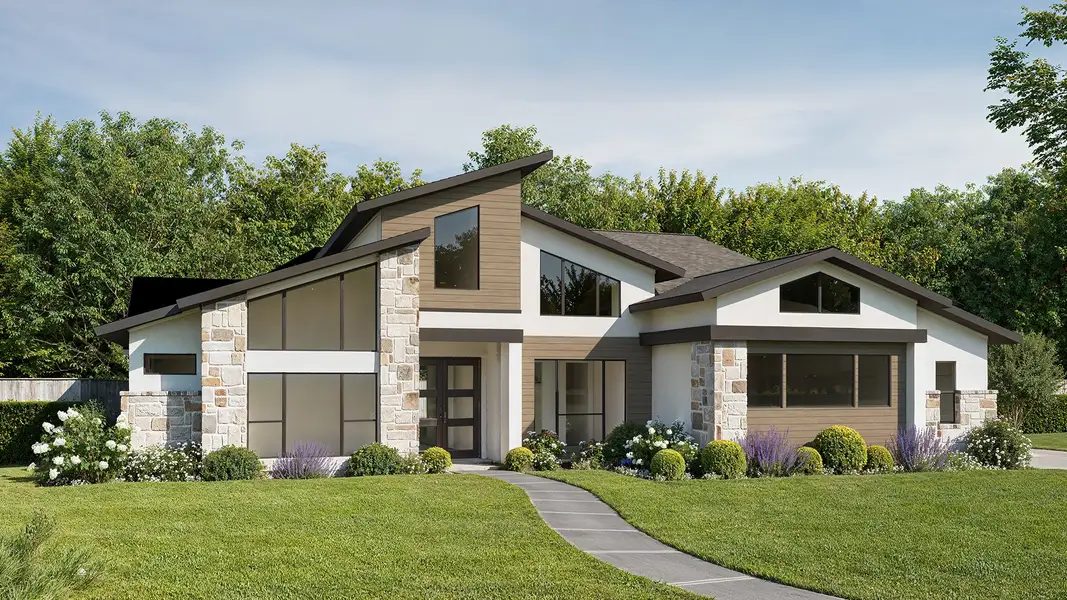 Front exterior of a home in the Vintage Oaks at the Vineyard 1 Acre community, located in New Braunfels, TX (Image 16). Front exterior of a home in the Vintage Oaks at the Vineyard 1 Acre community, located in New Braunfels, TX (Image 16).