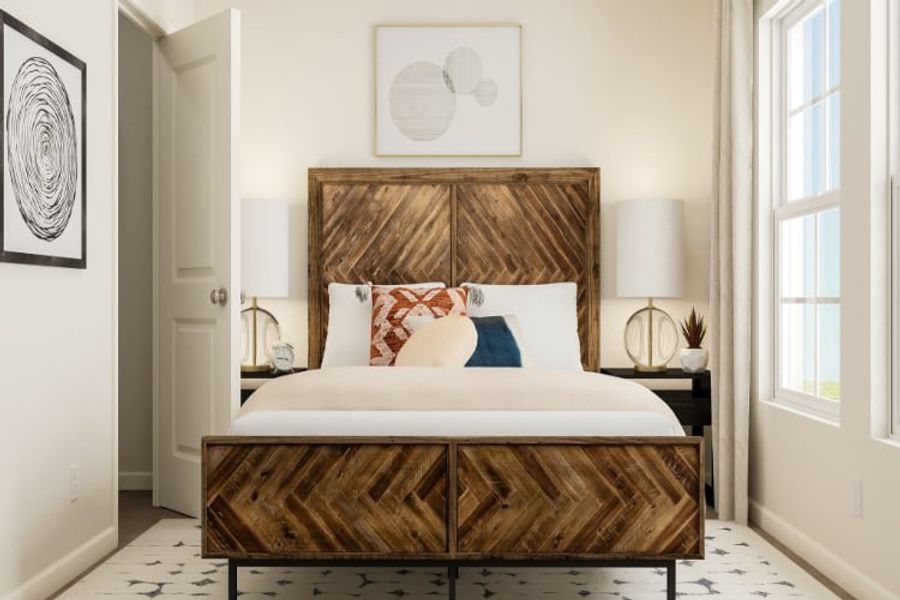 A bed in a room. A bed in a room.