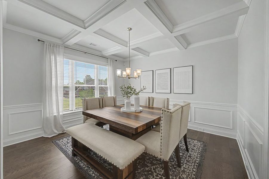 Furnished interior in a model home at The Estates at Hurricane Pointe in Douglasville (Image 6).