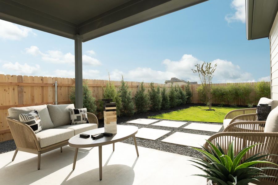 Patio | Eli at Village at Manor Commons in Manor, TX by Landsea Homes