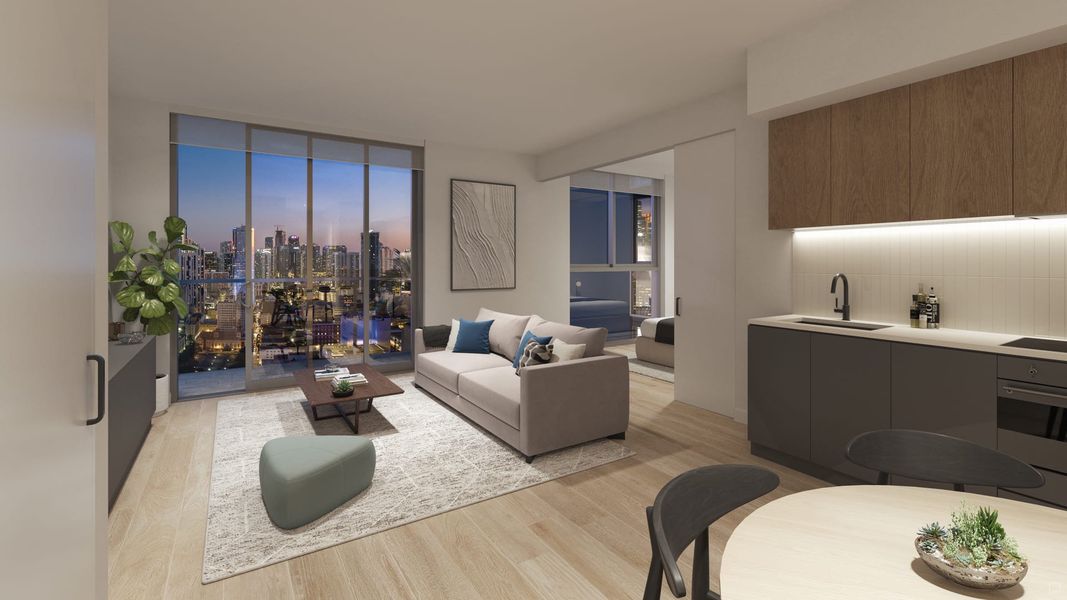 Furnished interior in a model home at 600 Miami Worldcenter in Miami (Image 16).