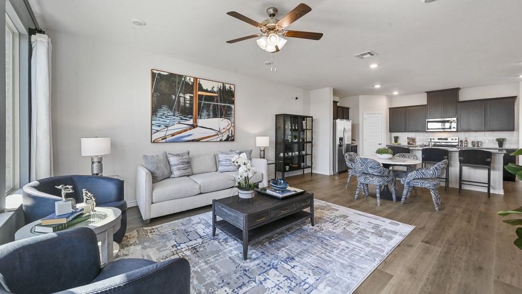 Furnished interior in a model home at The Villages of Hurricane Creek Townhomes in Anna (Image 18). Furnished interior in a model home at The Villages of Hurricane Creek Townhomes in Anna (Image 18).
