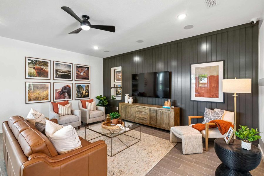 Furnished interior in a model home at Riceland 50’ Alley Load Homesites in Mont Belvieu (Image 6).