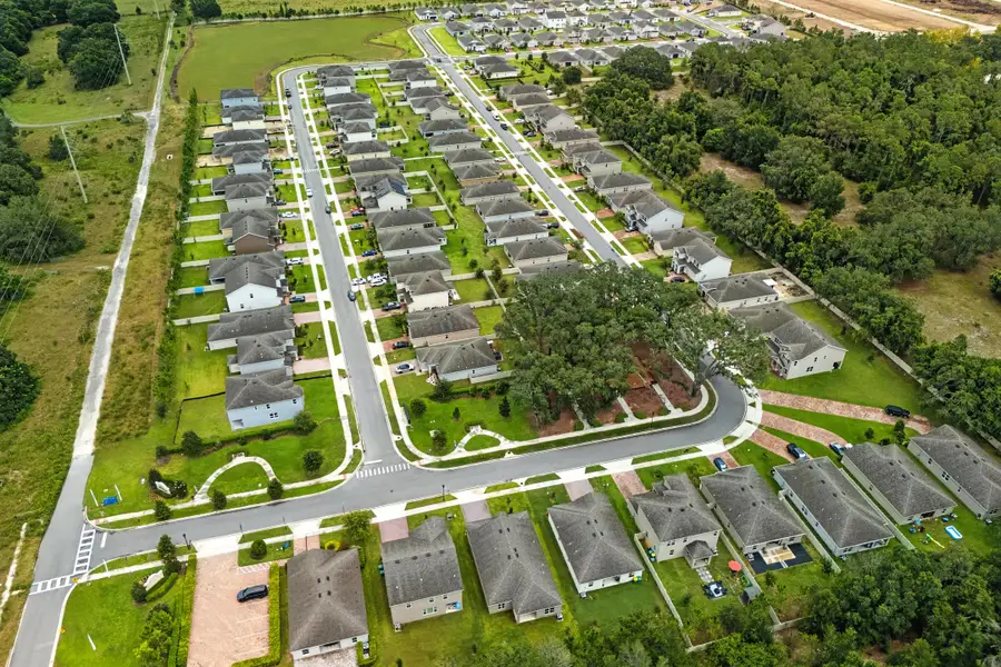 Aerial view of the Lake Lincoln community in Eustis, FL, showing layout and nearby surroundings (Image 1). Aerial view of the Lake Lincoln community in Eustis, FL, showing layout and nearby surroundings (Image 1).