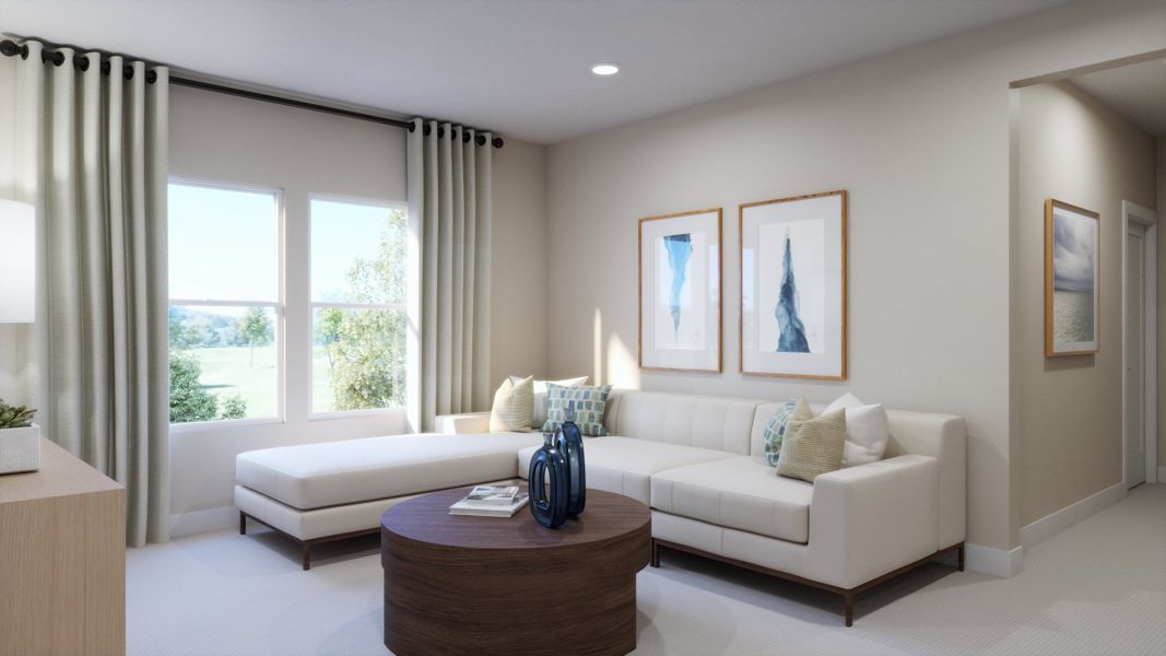 Furnished interior in a model home at Lariat in Liberty Hill (Image 10).