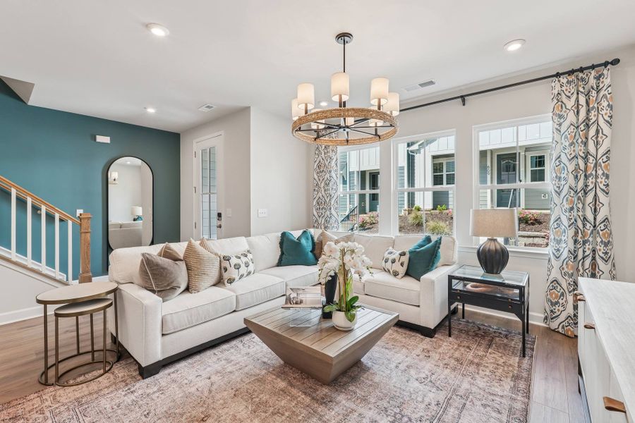 Furnished interior in a model home at Mews at Holding Village in Wake Forest (Image 54).