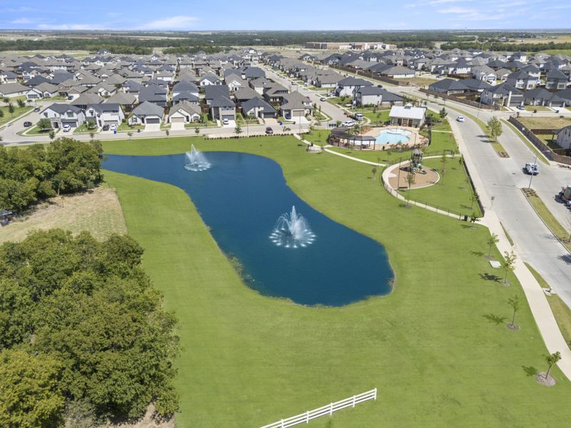 Aerial view of the Creekside community in Royse City, TX, showing layout and nearby surroundings (Image 12).