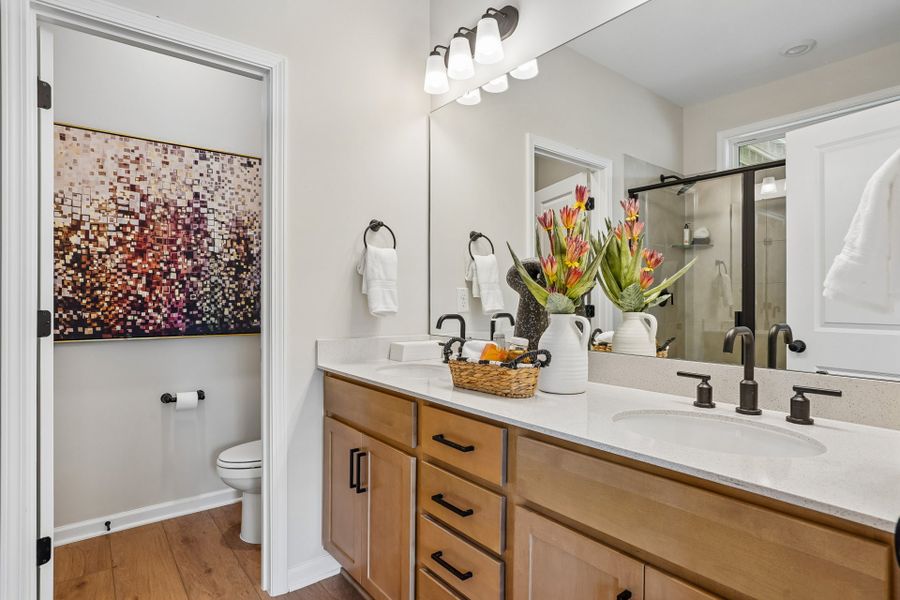 Furnished interior in a model home at South Lake Townes at Flowers Plantation in Clayton (Image 45).