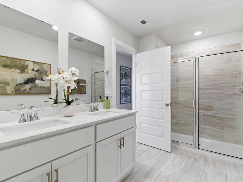 Furnished interior in a model home at Crossing at Abner Creek Townes in Greer (Image 13). Furnished interior in a model home at Crossing at Abner Creek Townes in Greer (Image 13).