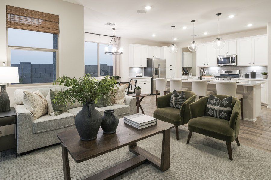 Furnished interior in a model home at Windrose V in Waddell (Image 38).