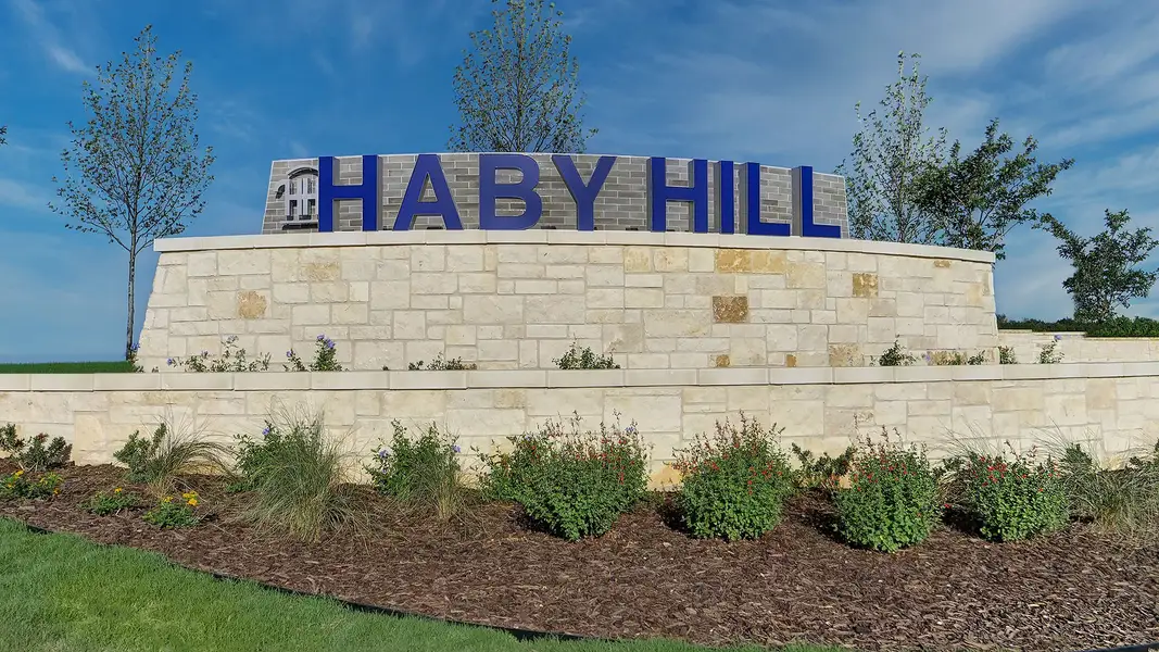 Entrance to the Haby Hill 50' community in San Antonio, TX, featuring signage and landscaping (Image 1). Entrance to the Haby Hill 50' community in San Antonio, TX, featuring signage and landscaping (Image 1).