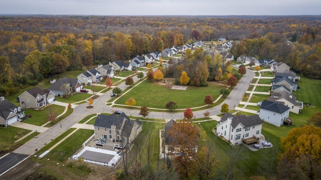 Aerial view of the Preserve at Magnolia Park community in Jackson, MI, showing layout and nearby surroundings (Image 6). Aerial view of the Preserve at Magnolia Park community in Jackson, MI, showing layout and nearby surroundings (Image 6).