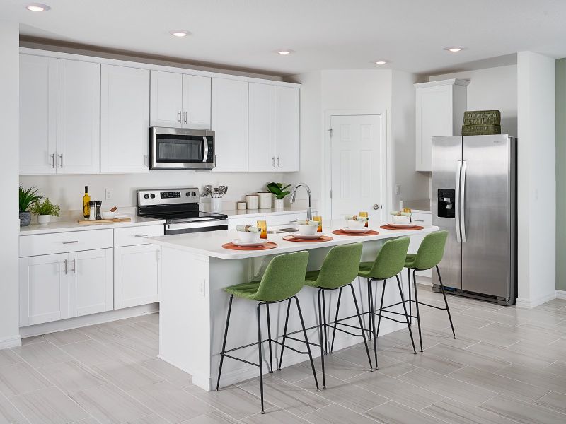 Kitchen in the Foxglove plan modeled at The Meadow at Crossprairie