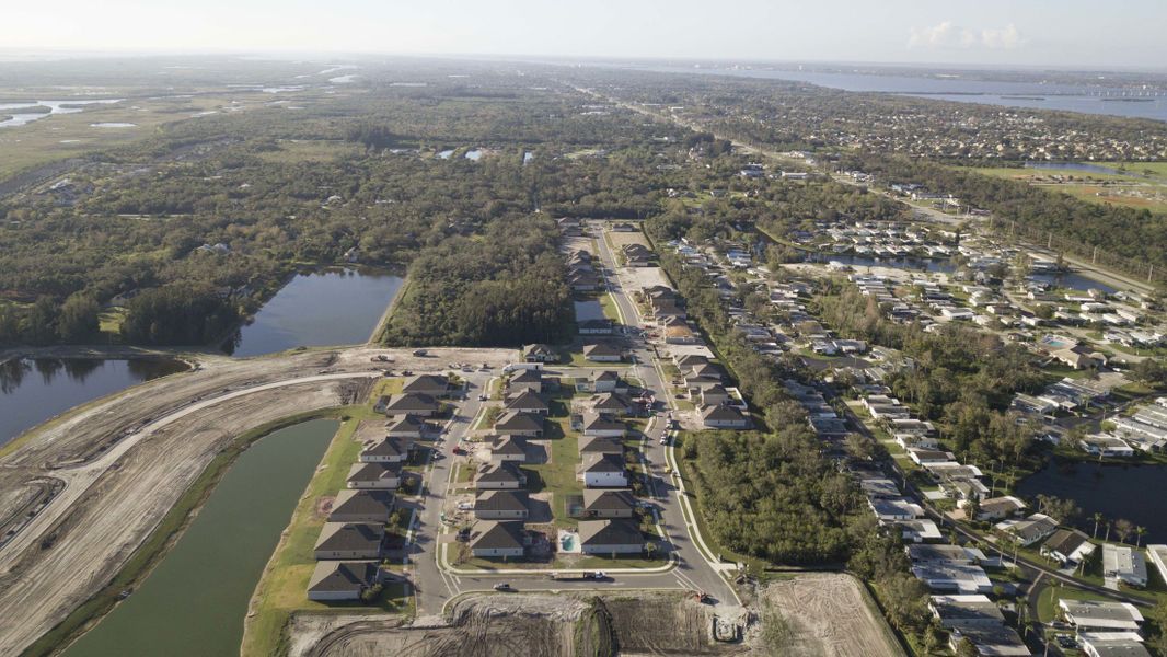 Aerial view of the Egrets Landing community in Merritt Island, FL, showing layout and nearby surroundings (Image 1).