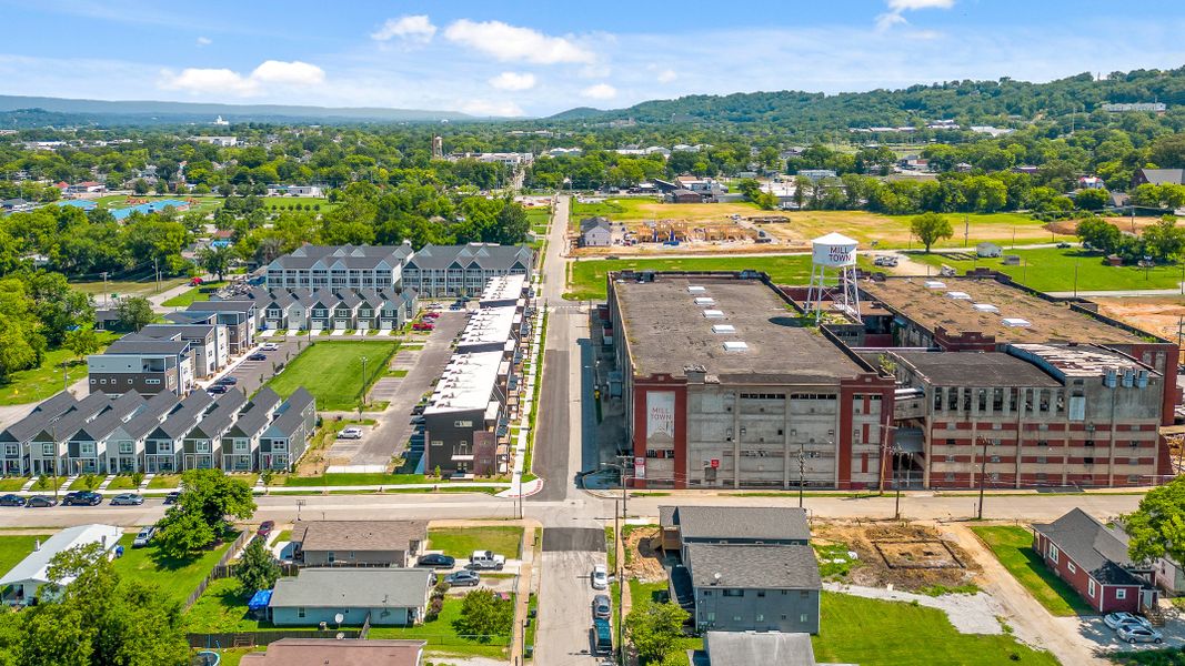 Aerial view of the The Parks of Mill Town community in Chattanooga, TN, showing layout and nearby surroundings (Image 12).