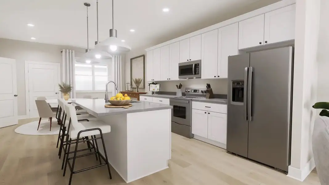 Furnished interior in a model home at Hamlin Meadows Townhomes in Winter Garden (Image 3). Furnished interior in a model home at Hamlin Meadows Townhomes in Winter Garden (Image 3).