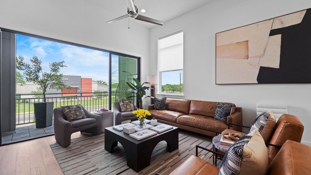 Furnished interior in a model home at MUELLER EIGHT LIVE WORK COLLECTION in Austin (Image 11). Furnished interior in a model home at MUELLER EIGHT LIVE WORK COLLECTION in Austin (Image 11).
