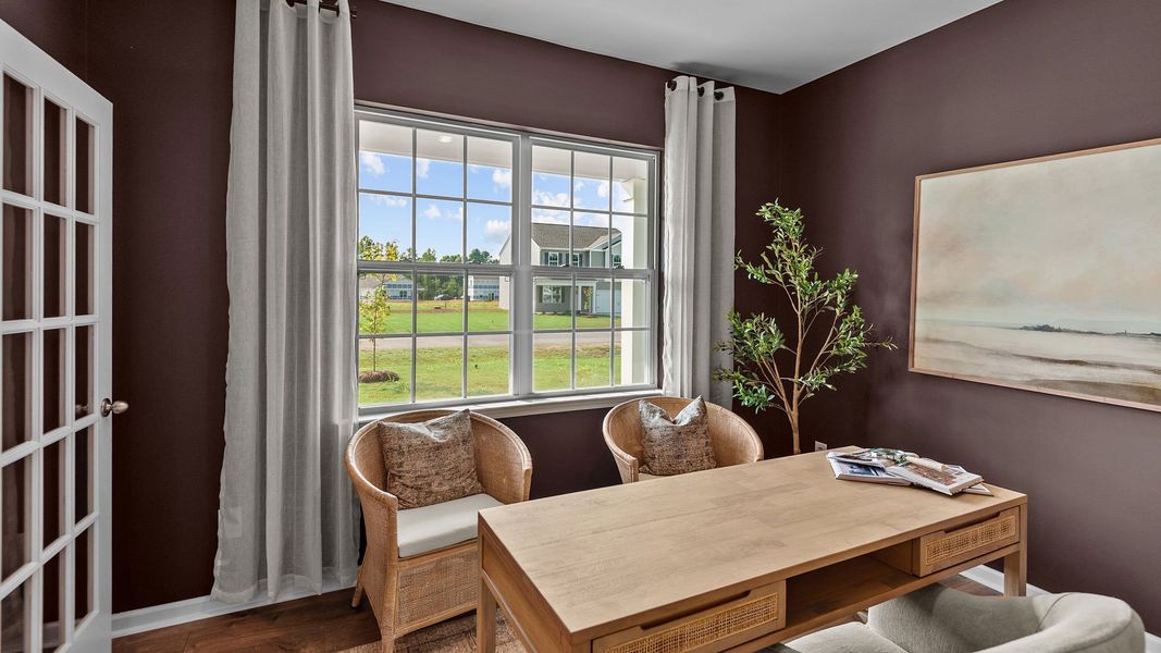 Furnished interior in a model home at The Preserve at Kinsley in Jamestown (Image 3).