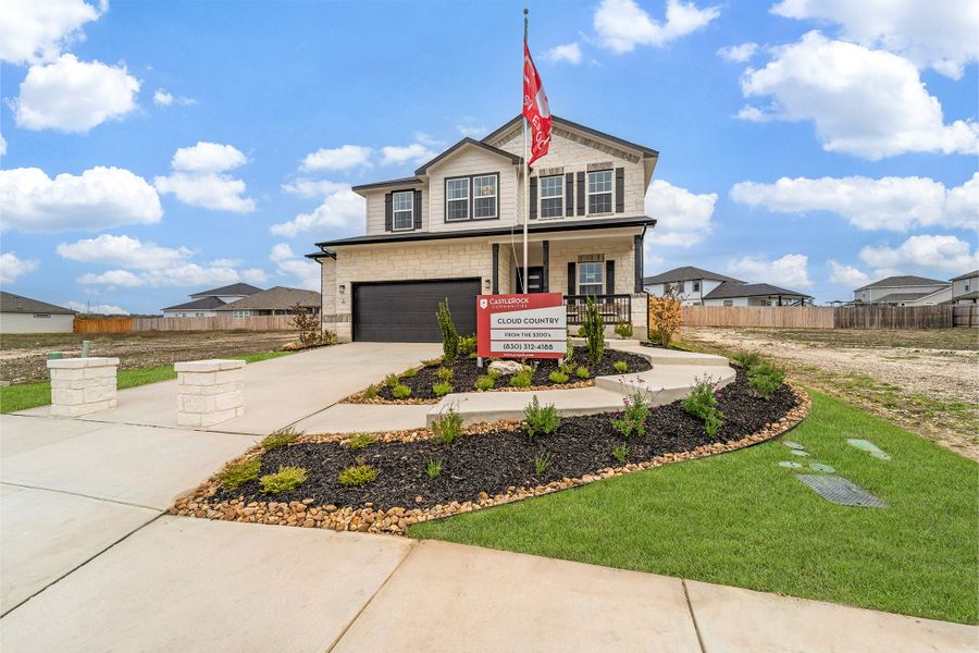 Front exterior of a home in the Cloud Country community, located in New Braunfels, TX (Image 11). Front exterior of a home in the Cloud Country community, located in New Braunfels, TX (Image 11).