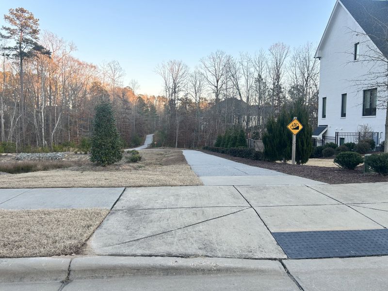 A serene street view with a modern home, nestled in Montvale at Copperleaf by Upright Builders (Cary, NC). A serene street view with a modern home, nestled in Montvale at Copperleaf by Upright Builders (Cary, NC).