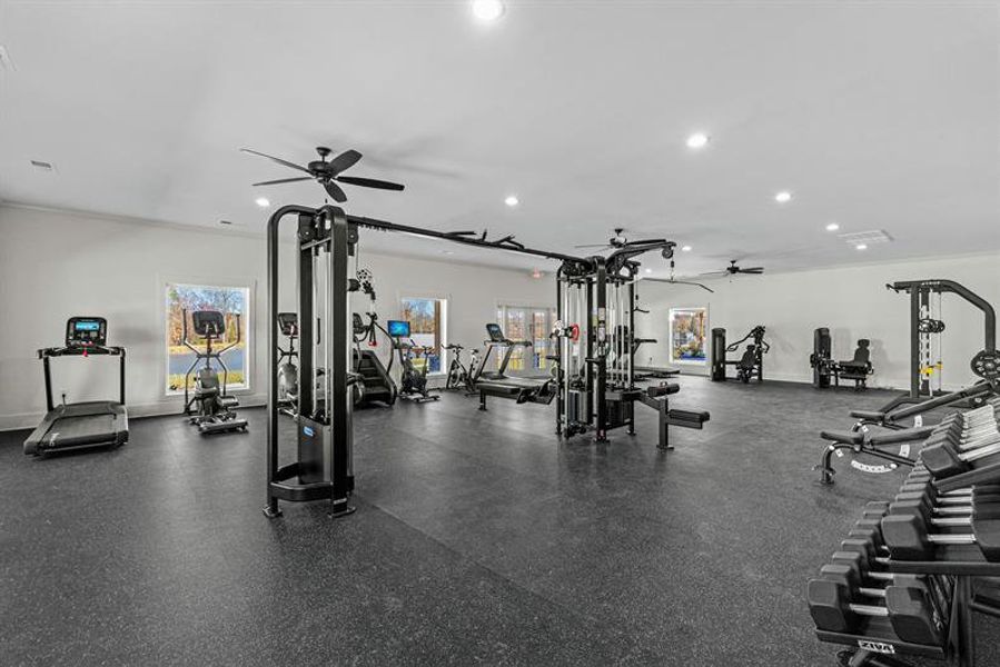 No need for a gym membership when everything you need to stay active is at the Everly Clubhouse gym!