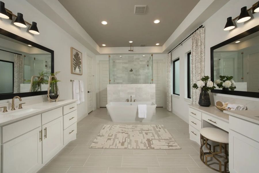 Furnished interior in a model home at Lakes Of Cane Island 80' in Katy (Image 7).