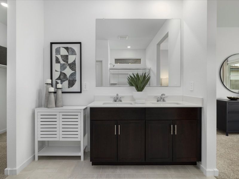 Furnished interior in a model home at Mountain View Estates Reserve Series in Buckeye (Image 9).