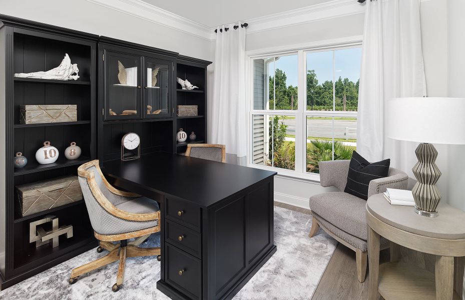 Flexible spaces perfect for working from home in a cozy study.