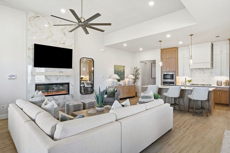 Furnished interior in a model home at Lily Creek at Sutton Fields in Aubrey (Image 87).
