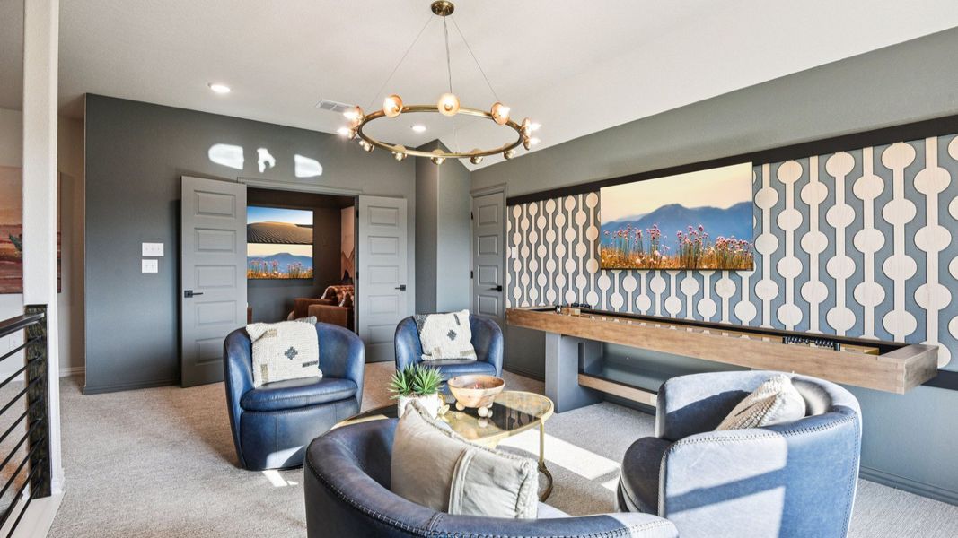 Furnished interior in a model home at Clear Creek in New Braunfels (Image 59).