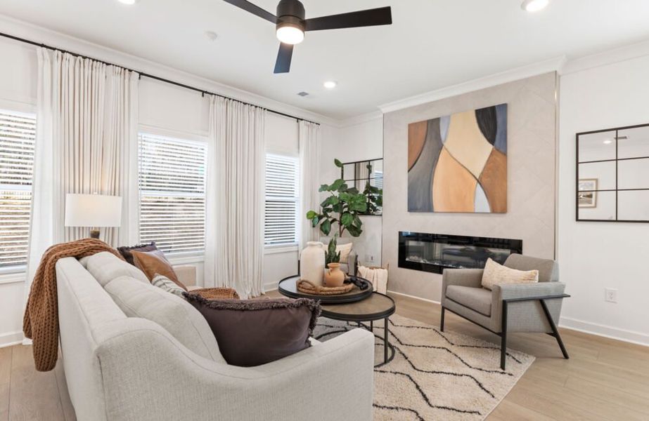 Furnished interior in a model home at River Walk Place in Lawrenceville (Image 7). Furnished interior in a model home at River Walk Place in Lawrenceville (Image 7).