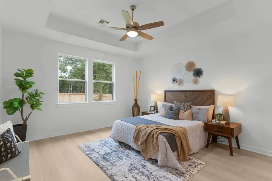Furnished interior in a model home at Deerbrooke Cottages in Leander (Image 5). Furnished interior in a model home at Deerbrooke Cottages in Leander (Image 5).