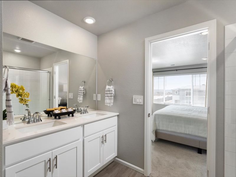 Furnished interior in a model home at York Station in Thornton (Image 9).