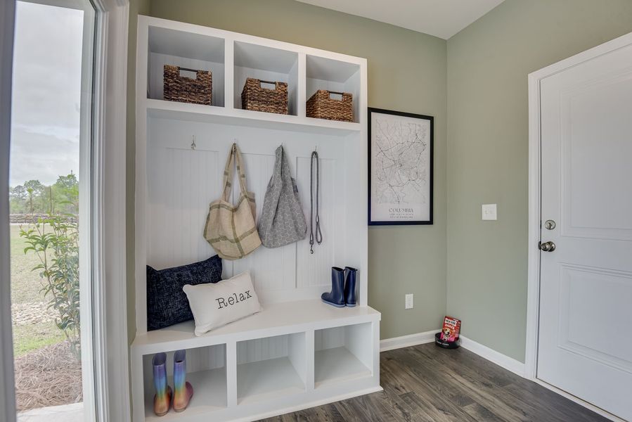 Keep things organized with practical storage in the convenient drop zone mudroom