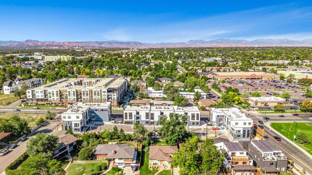 Aerial view of the The Scene at Sloan's Lake community in Denver, CO, showing layout and nearby surroundings (Image 11).