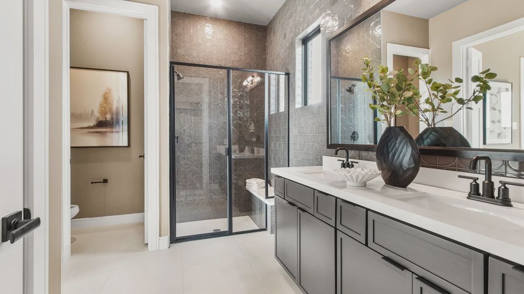 Furnished interior in a model home at Bridgeland Central in Cypress (Image 20).