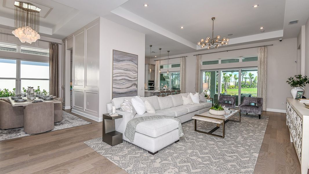 Furnished interior in a model home at Esplanade by the Islands in Naples (Image 61).