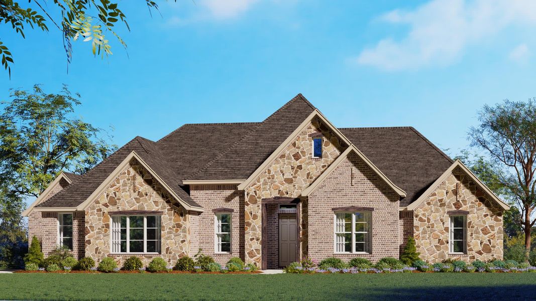 Elevation B With Stone | Concept 2623 at Mockingbird Hills – Premier Series in Joshua, TX by Landsea Homes