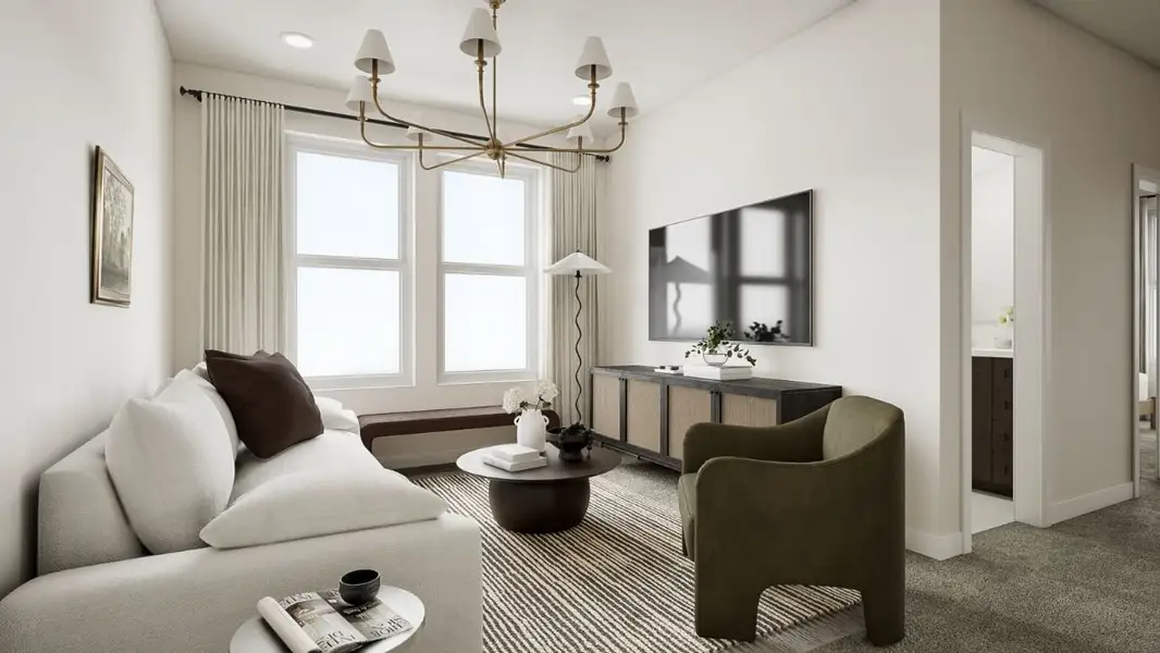 Furnished interior in a model home at Waterbend in Euless (Image 10).