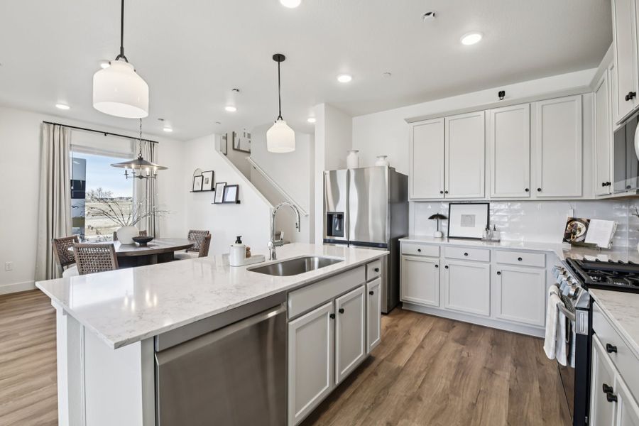 Furnished interior in a model home at Timnath Ranch Townhomes in Timnath (Image 11).
