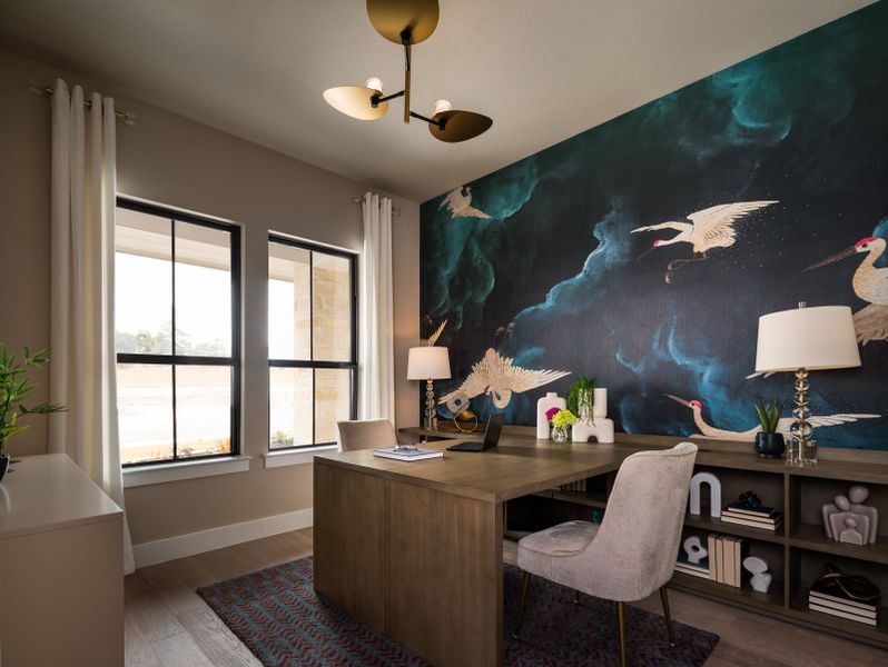 Furnished interior in a model home at Bluffview Reserve in Leander (Image 8).