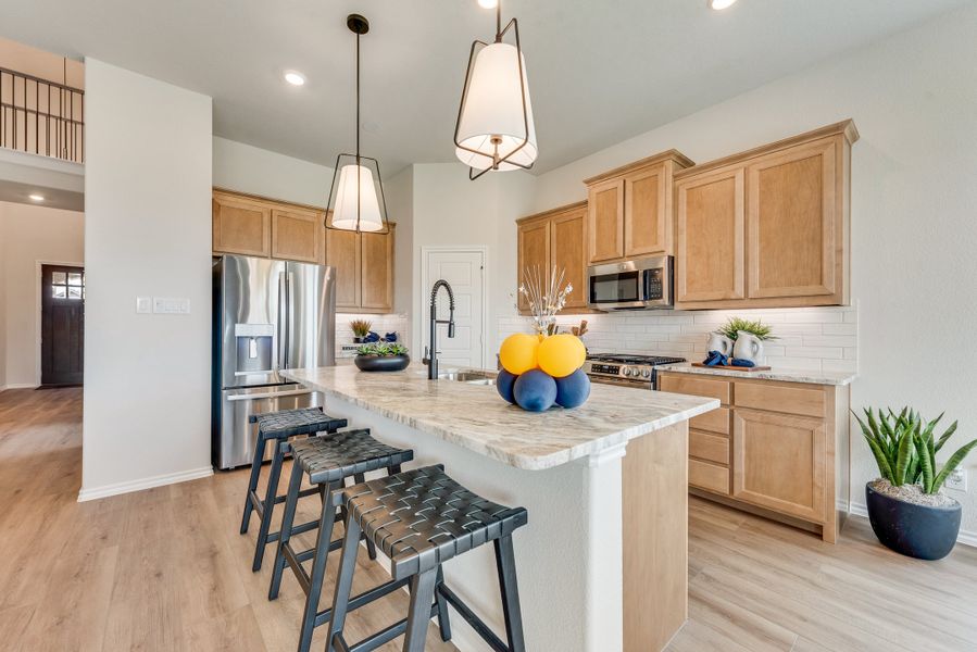 Furnished interior in a model home at Meadow Park at The Meadows in Krugerville (Image 7).