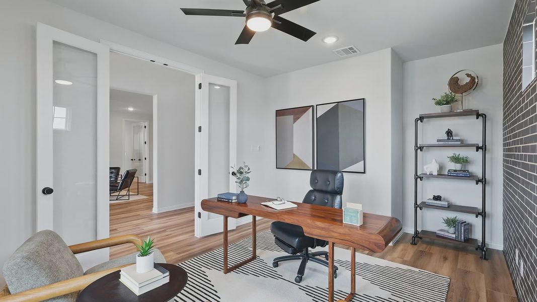 Featuring sleek glass doors, rich wood textures, and a minimalist aesthetic in Westridge.