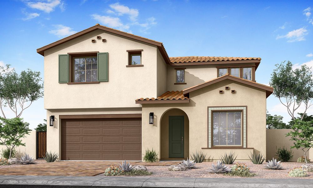 Front exterior of a home in the Gannet at Waterston Central community, located in Gilbert, AZ (Image 3).