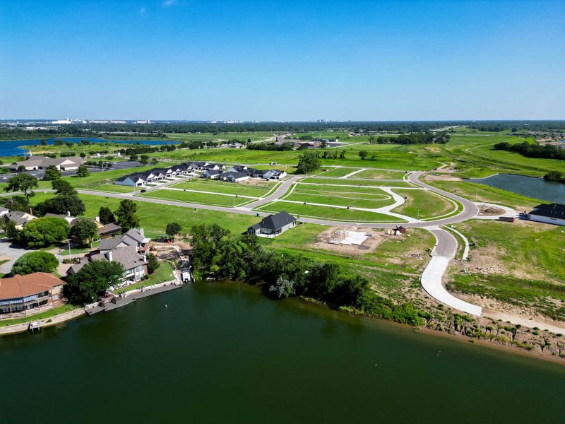Aerial view of the The Courtyards at The Moorings community in Wichita, KS, showing layout and nearby surroundings (Image 15).