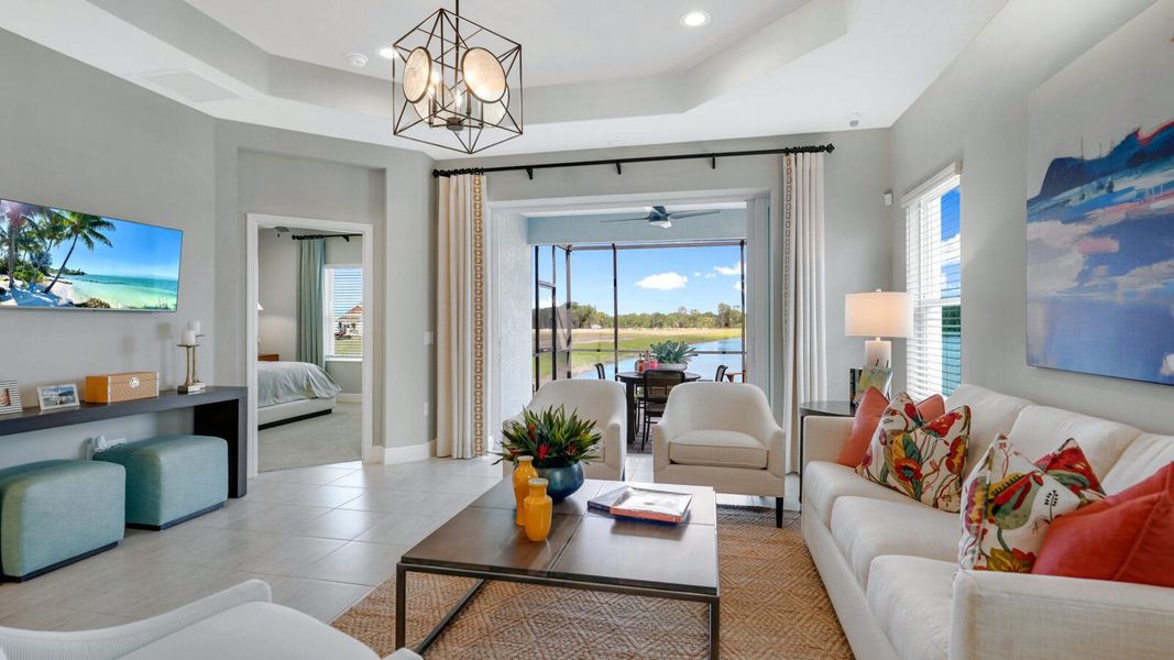 Furnished interior in a model home at Wildleaf at North River Ranch in Parrish (Image 11).
