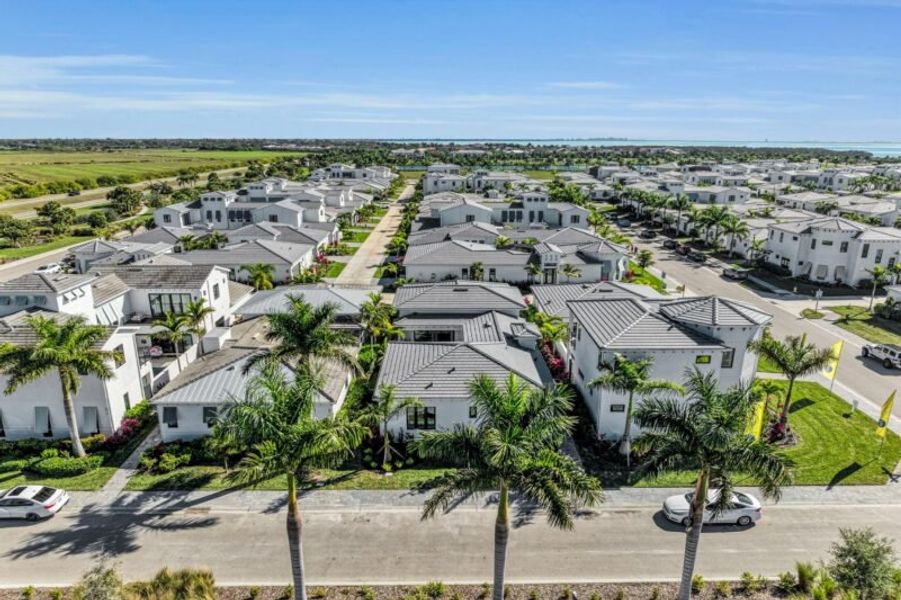 Aerial view of the Aqua community in Bradenton, FL, showing layout and nearby surroundings (Image 12).